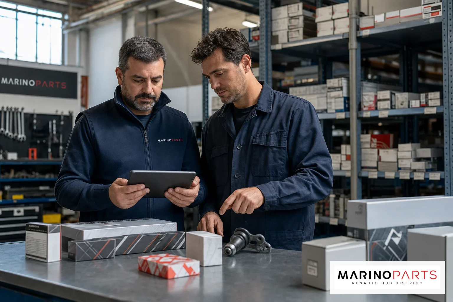 Professionisti verificano ricambi e commessa per prevenire il fermo officina.